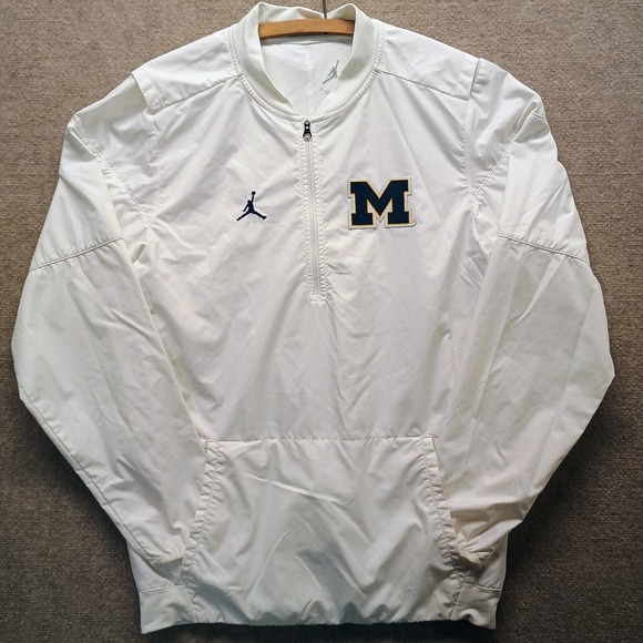 Michigan Wolverines Jordan Jumpman Quarter Zip Windbreaker White Pullover SMALL - Picture 1 of 9